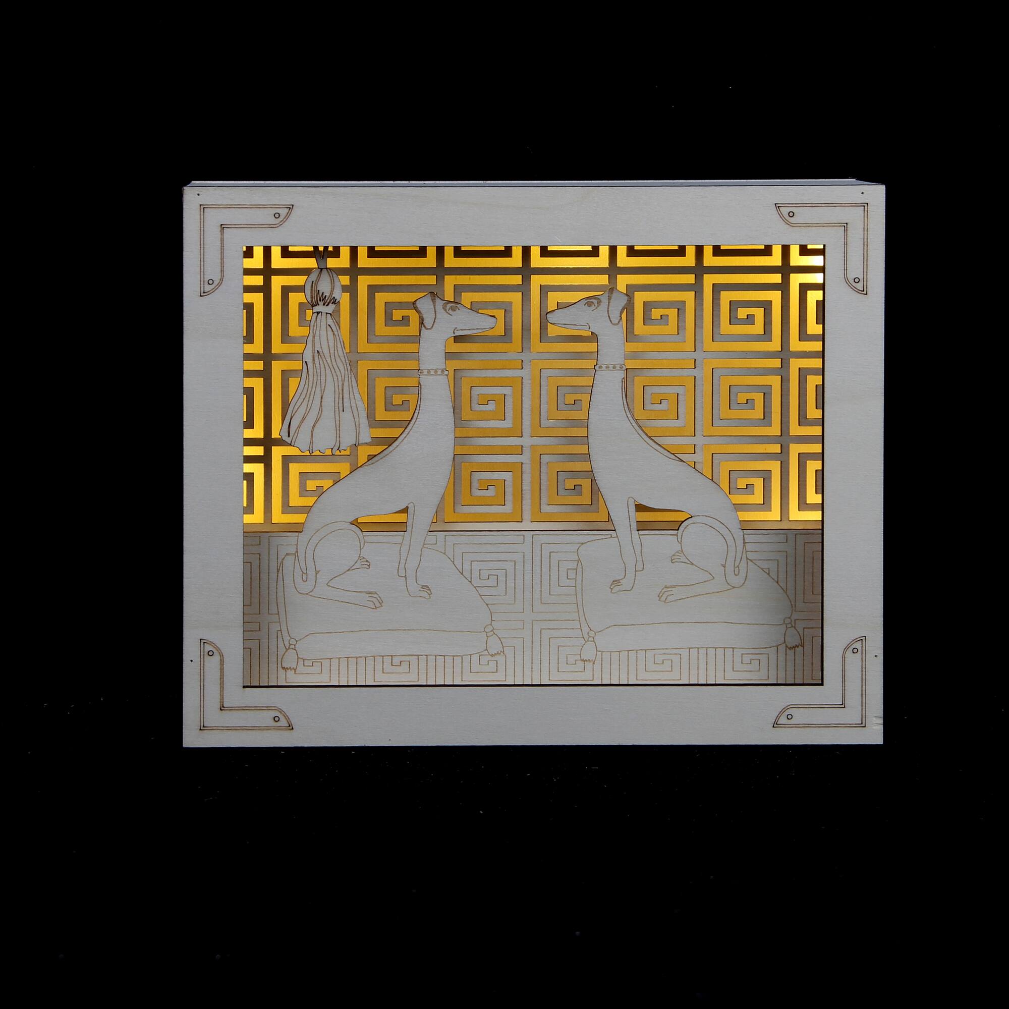 Jonathan Adler x Michaels 8.75" Sitting Greyhounds DIY LED Shadow Box Décor